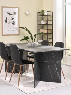 KRONDAL L180 tafel marmer + 4 JONSTRUP stoelen zwart/eiken