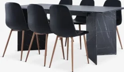 KRONDAL L180 tafel marmer + 4 JONSTRUP stoelen zwart/eiken