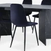 KRONDAL L180 tafel marmer + 4 BISTRUP fluweel donkerblauw