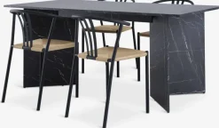 KRONDAL L180 tafel marmer + 4 JYDERUP zwart/naturel