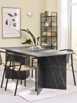 KRONDAL L180 tafel marmer + 4 JYDERUP zwart/naturel