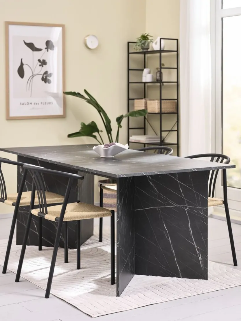 KRONDAL L180 tafel marmer + 4 JYDERUP zwart/naturel