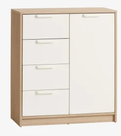Ladekast JENSLEV 4 lades 1 deur eiken/wit