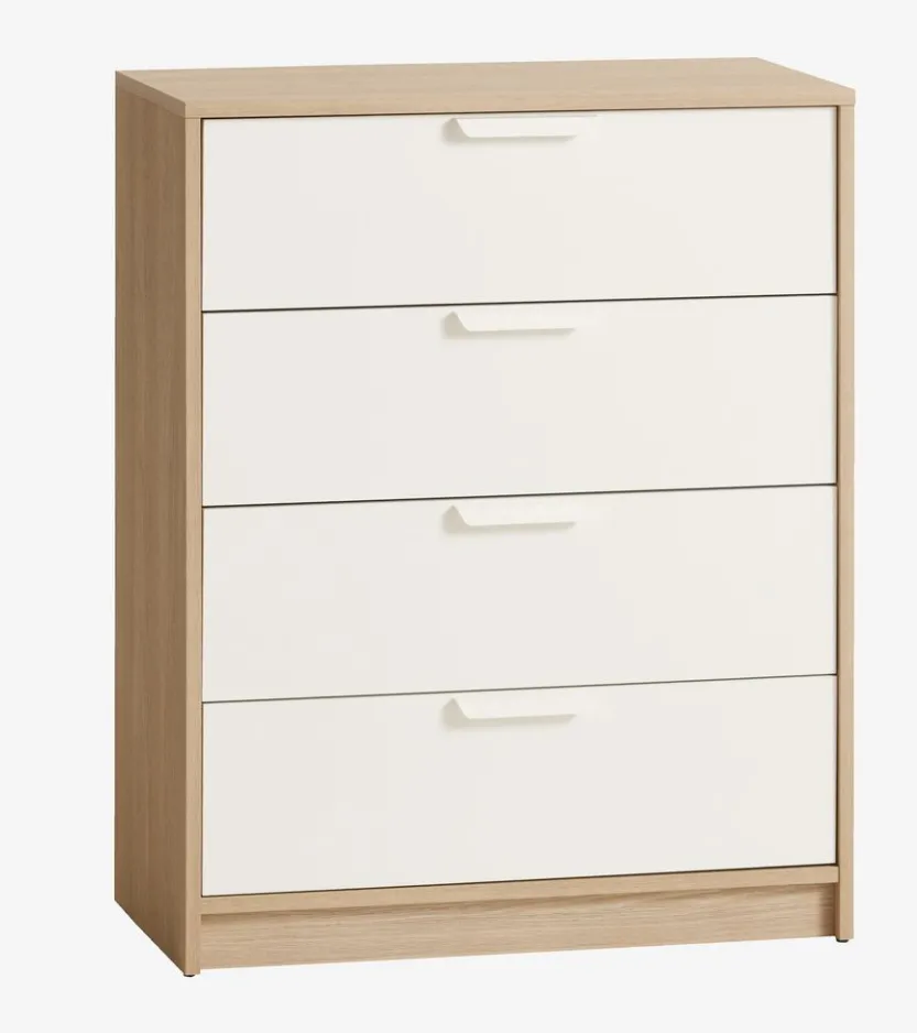 Ladekast JENSLEV 4 lades eiken/wit
