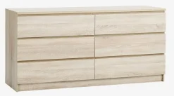 Ladekast LIMFJORDEN 3+3 lades licht eiken kleur