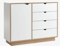 Ladekast MAMMEN 4 lades 1 deur wit/eiken