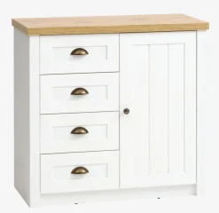 Ladekast MARKSKEL 4 lades 1 deur wit/eiken