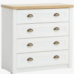 Ladekast MARKSKEL 4 lades wit/eiken kleur