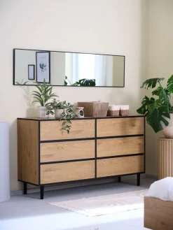 Ladekast ODENSE 3+3 lades eiken/zwart