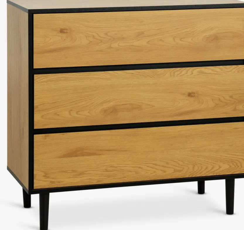 Ladekast ODENSE 3 lades eiken/zwart