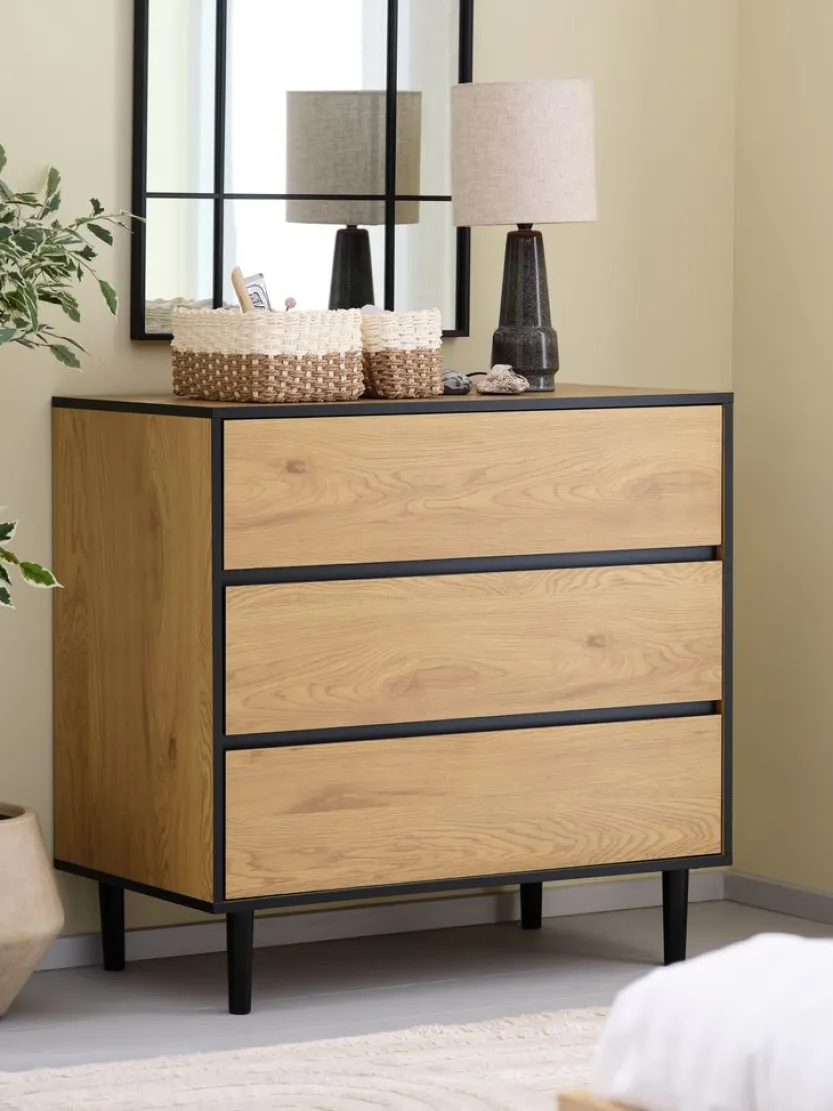 Ladekast ODENSE 3 lades eiken/zwart