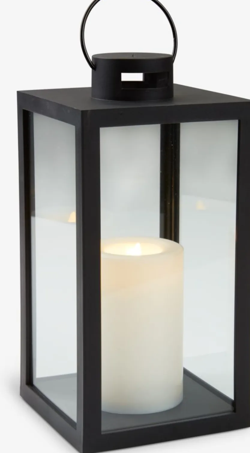 Lantaarn GEFJON B13xL13xH26 cm zwart met LED kaars
