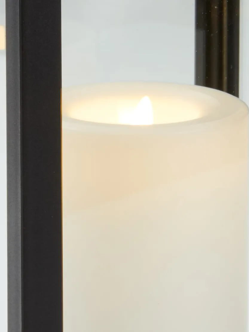 Lantaarn GEFJON B13xL13xH26 cm zwart met LED kaars