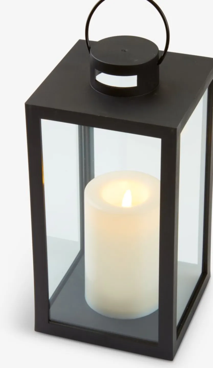 Lantaarn GEFJON B13xL13xH26 cm zwart met LED kaars