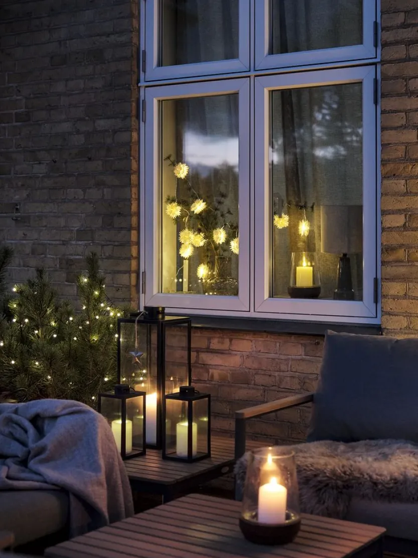 Lantaarn GEFJON B13xL13xH26 cm zwart met LED kaars