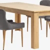 LINTRUP L190/280 tafel eiken + 4 PEBRINGE fluweel grijs