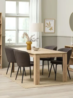 LINTRUP L190/280 tafel eiken + 4 RISSKOV donkerbruin