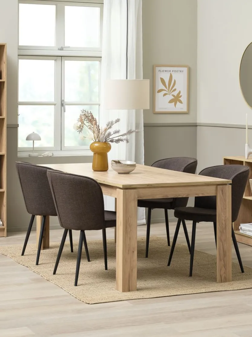 LINTRUP L190/280 tafel eiken + 4 RISSKOV donkerbruin