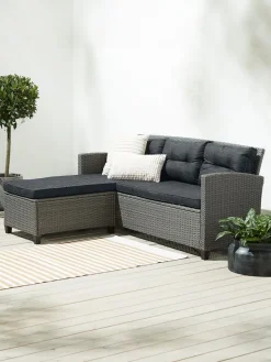 Loungebank MORA met chaise 3-persoons grijs