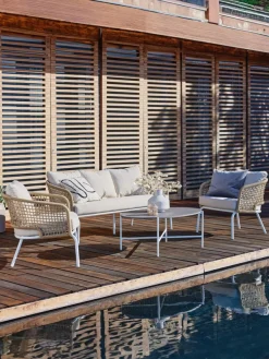 Loungeset DYVIG 5 personen sneldrogend wit