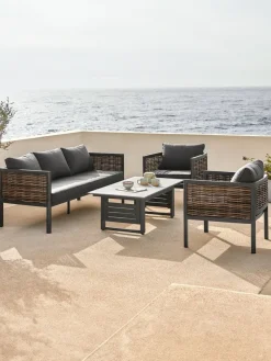 Loungeset SALTEN 5-persoons sneldrogend zwart