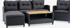 Loungeset VEN 4-persoons chaise zwart