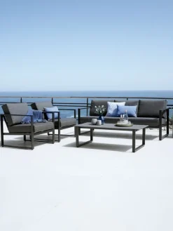 Loungeset VONGE 5-persoons sneldrogend zwart