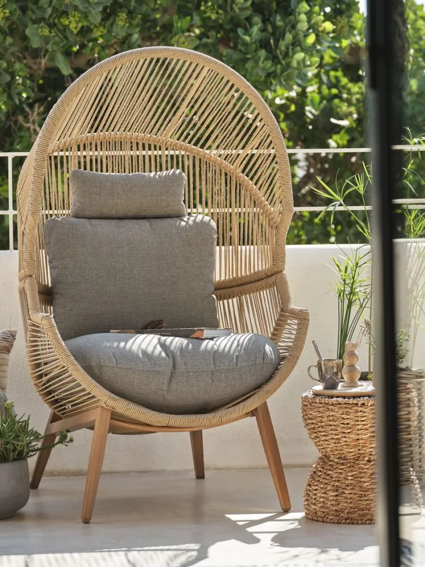 Loungestoel HALVREBENE B85xH143xD88 naturel