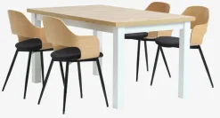 MARKSKEL L150/193 tafel + 4 HVIDOVRE stoelen eiken/zwart