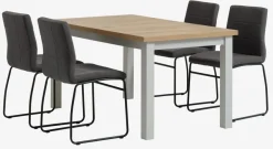 MARKSKEL L150/193 tafel grijs + 4 HAMMEL stoelen grijs