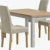 MARKSKEL L150/193 tafel lichtgrijs + 4 TUREBY stoelen beige