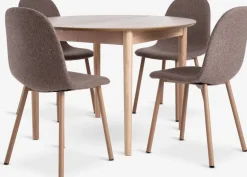 MARSTRAND Ø110 tafel eiken + 4 EJSTRUP donkerzand/eiken