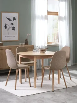 MARSTRAND Ø110 tafel eiken + 4 EJSTRUP donkerzand/eiken