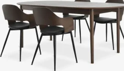 MARSTRAND L200 tafel donker eiken + 4 HVIDOVRE donker eiken