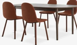 MARSTRAND L200/280 tafel donker eiken + 4 EJSTRUP terracotta
