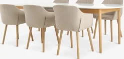 MARSTRAND L200/280 tafel wit + 4 ADSLEV stoelen beige