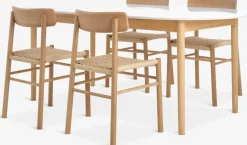 MARSTRAND L200/280 tafel wit + 4 ISLEV eiken