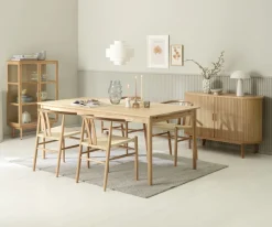 MARSTRUP L190/280 tafel eiken + 4 GUDERUP stoelen eik