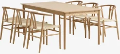 MARSTRUP L190/280 tafel eiken + 4 GUDERUP stoelen eik