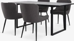 MOSELUND L180 tafel keramiek + 4 PEBRINGE grijs/zwart