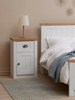 Nachtkastje MARKSKEL 1 lade wit/eiken kleur