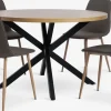 NORTOFT Ø120 tafel eiken + 4 BISTRUP stoelen olijf/eiken