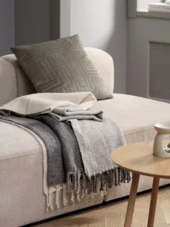 Plaid LUNDKARSE 130x170 wol grijs/beige