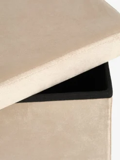 Poef AUNING 38x38 met opbergruimte fluweel donkerzand