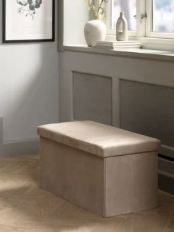 Poef AUNING 76x38 met opbergruimte fluweel donkerzand