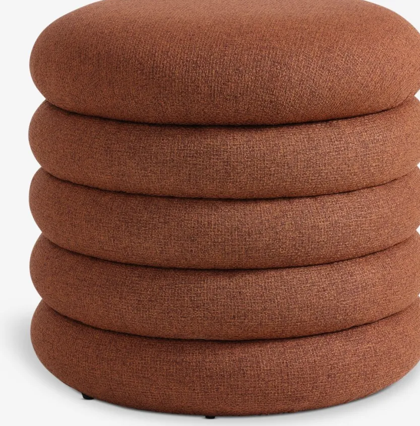 Poef DALENE Ø45 met opbergruimte terracotta stof