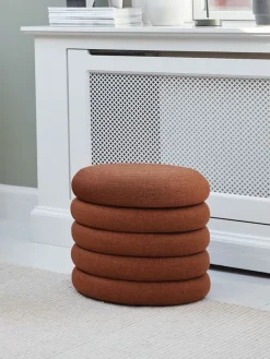 Poef DALENE Ø45 met opbergruimte terracotta stof