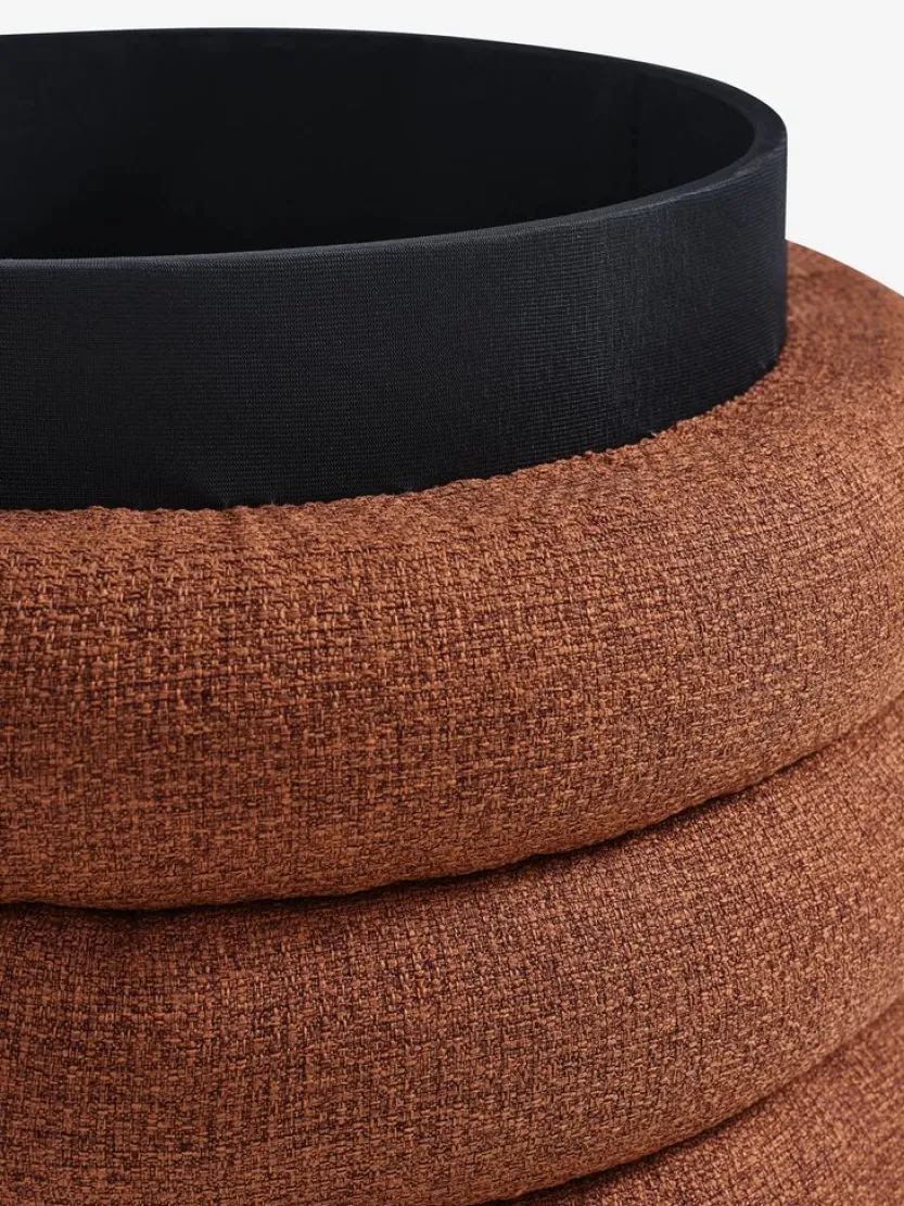 Poef DALENE Ø45 met opbergruimte terracotta stof