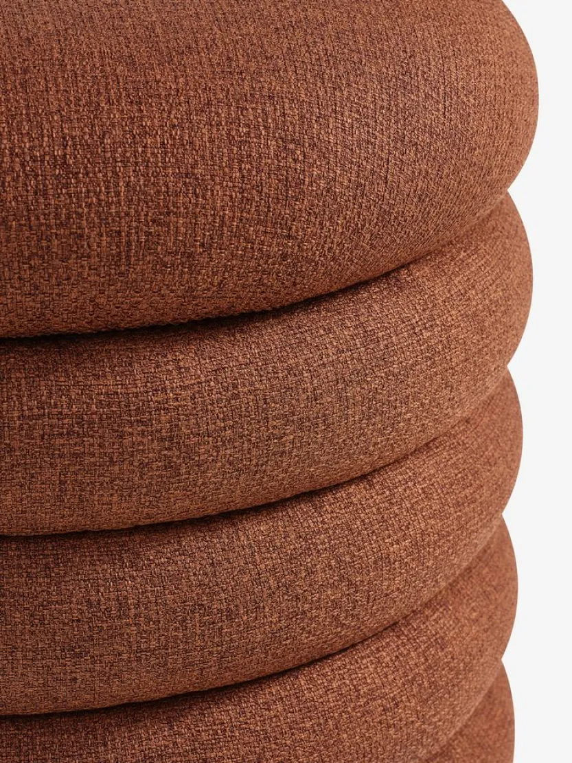 Poef DALENE Ø45 met opbergruimte terracotta stof