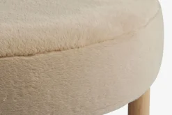 Poef RAMSDAL Ø70 beige teddystof/eiken kleur